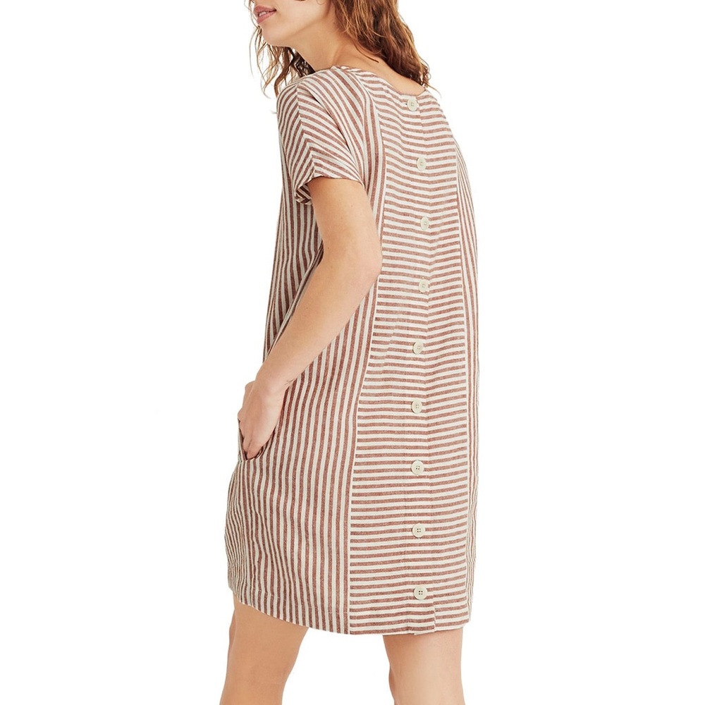Made well Daphne Striped Button Back Dress (shift)